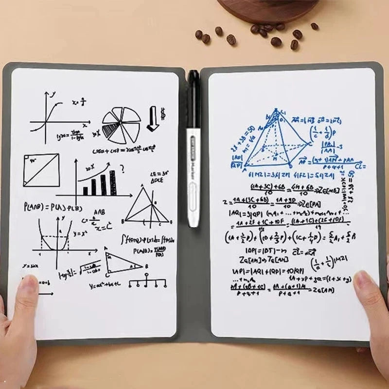 Cahier à ardoise réutilisable A5 avec stylo ardoise et chiffon effaçable, planificateur hebdomadaire, bloc-notes portable