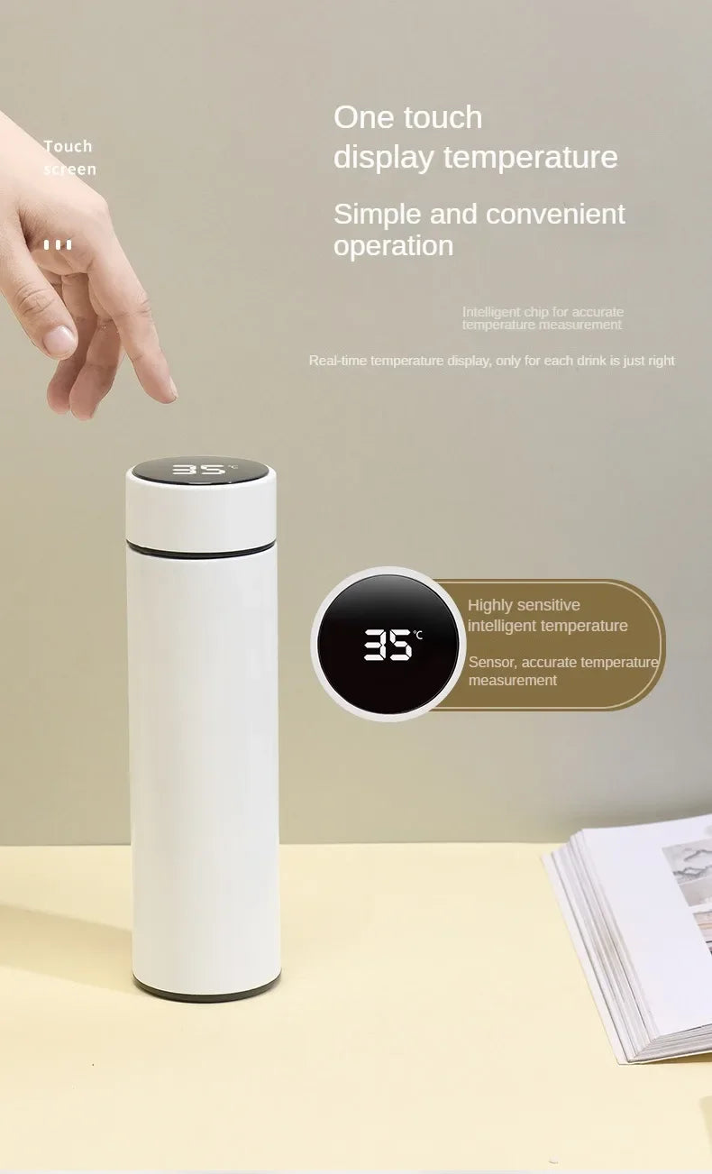 Bouteille thermos en acier inoxydable de 500 ml avec écran de température numérique, tasse de mesure de température intelligente à LED.