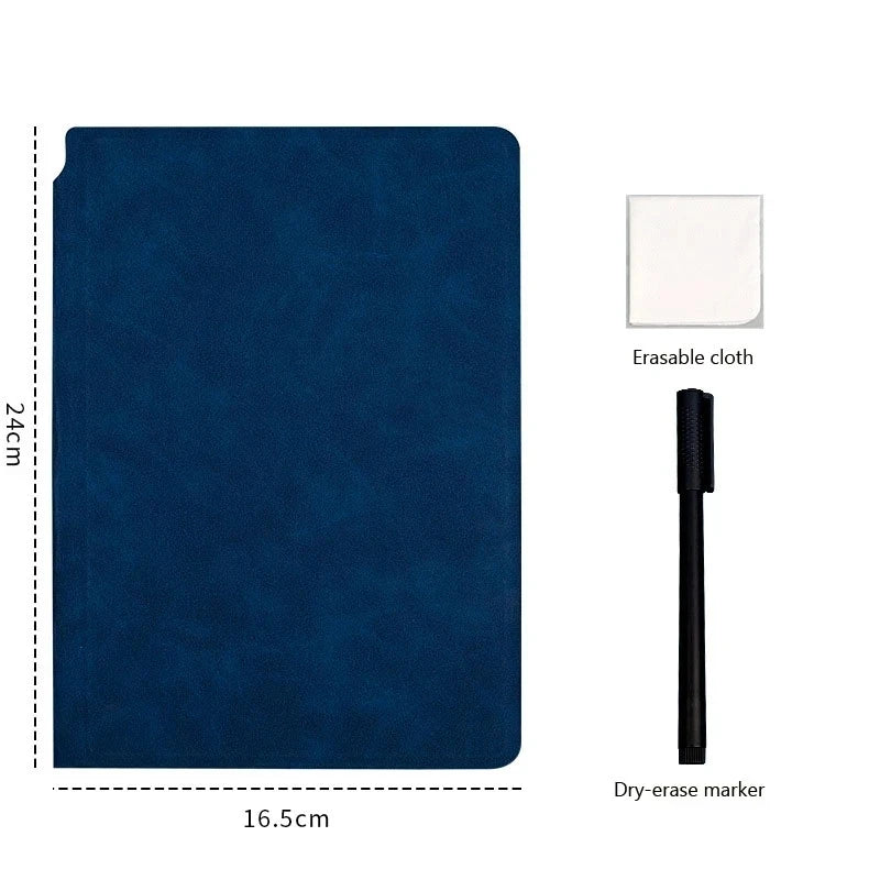 Cahier à ardoise réutilisable A5 avec stylo ardoise et chiffon effaçable, planificateur hebdomadaire, bloc-notes portable