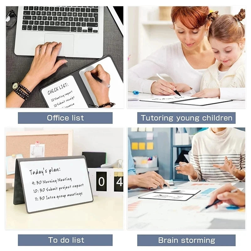 Cahier à ardoise réutilisable A5 avec stylo ardoise et chiffon effaçable, planificateur hebdomadaire, bloc-notes portable