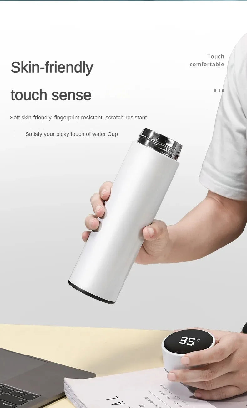 Bouteille thermos en acier inoxydable de 500 ml avec écran de température numérique, tasse de mesure de température intelligente à LED.
