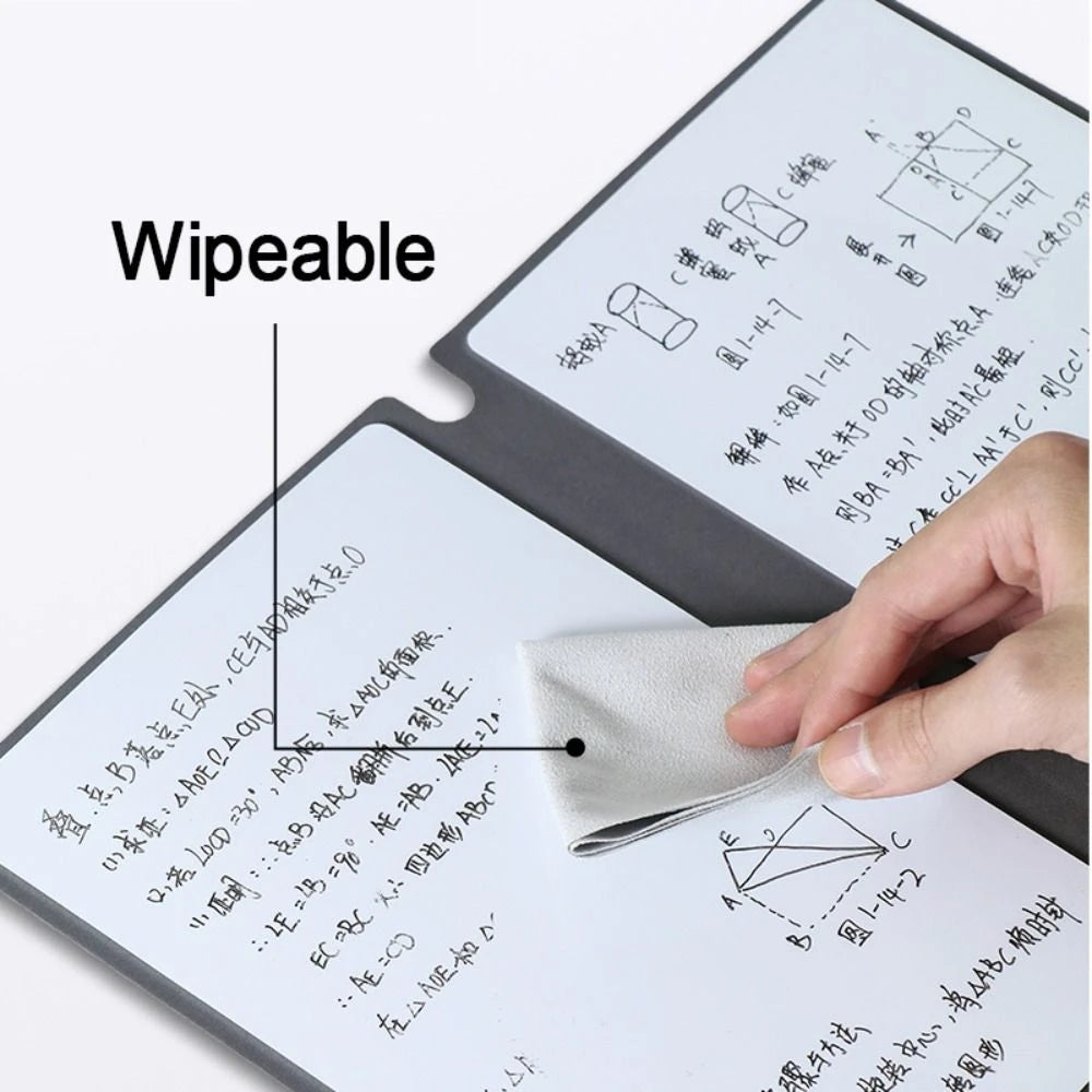 Cahier à ardoise réutilisable A5 avec stylo ardoise et chiffon effaçable, planificateur hebdomadaire, bloc-notes portable