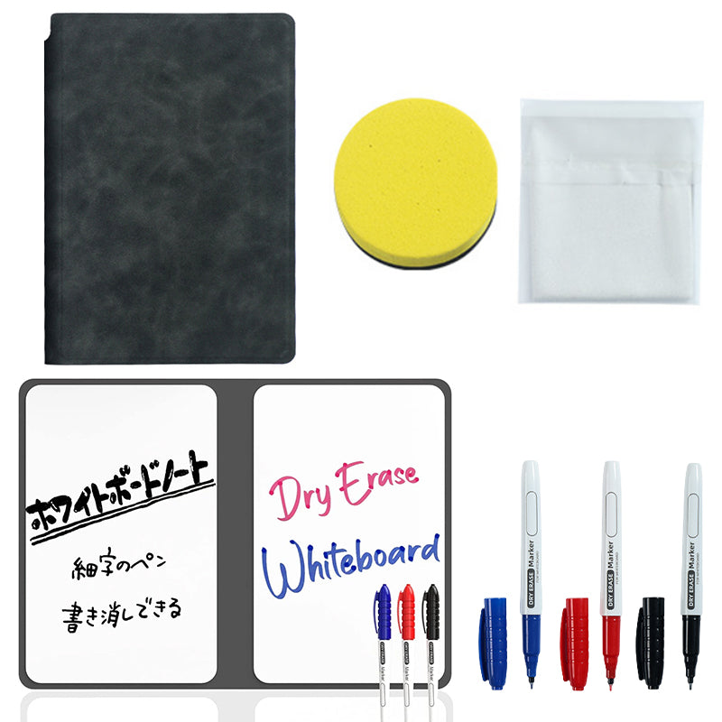 Cahier à ardoise réutilisable A5 avec stylo ardoise et chiffon effaçable, planificateur hebdomadaire, bloc-notes portable