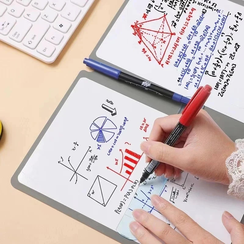 Cahier à ardoise réutilisable A5 avec stylo ardoise et chiffon effaçable, planificateur hebdomadaire, bloc-notes portable