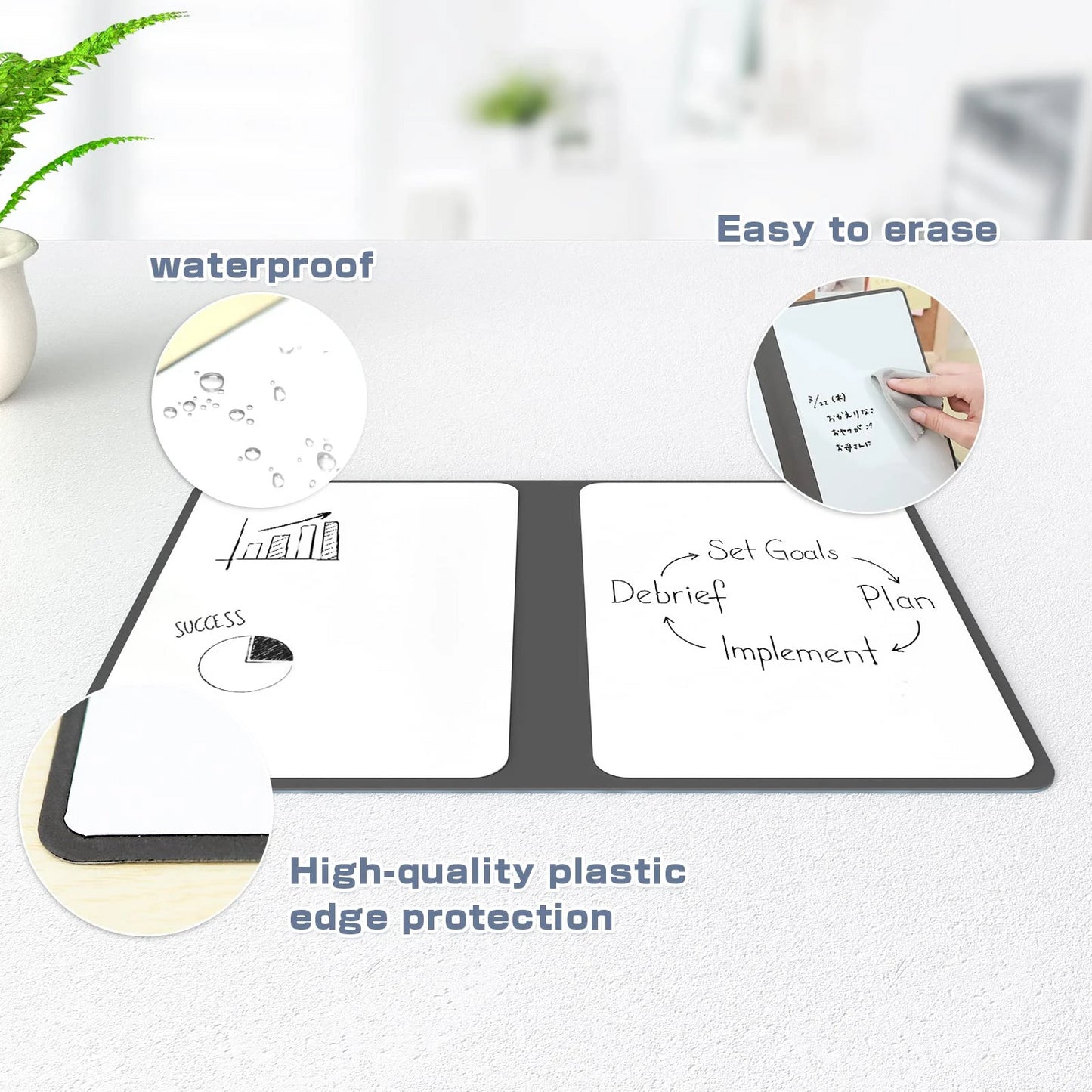 Cahier à ardoise réutilisable A5 avec stylo ardoise et chiffon effaçable, planificateur hebdomadaire, bloc-notes portable