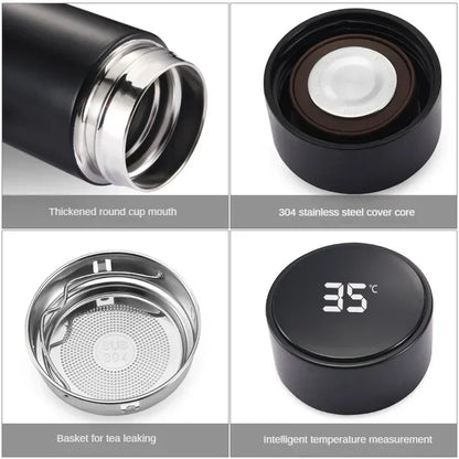 Bouteille thermos en acier inoxydable de 500 ml avec écran de température numérique, tasse de mesure de température intelligente à LED.