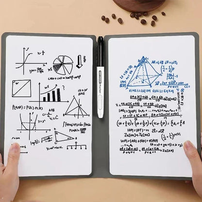 Cahier à ardoise réutilisable A5 avec stylo ardoise et chiffon effaçable, planificateur hebdomadaire, bloc-notes portable