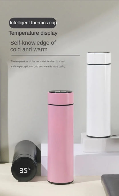 Bouteille thermos en acier inoxydable de 500 ml avec écran de température numérique, tasse de mesure de température intelligente à LED.
