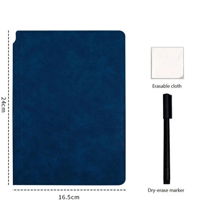 Cahier à ardoise réutilisable A5 avec stylo ardoise et chiffon effaçable, planificateur hebdomadaire, bloc-notes portable